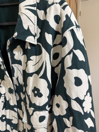 Chaqueta Zara Jacquard Flores Verde Blanco