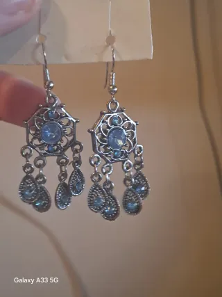 Lote pendientes mujer azul y plata
