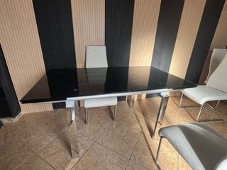 Mesa de comedor extensible de cristal