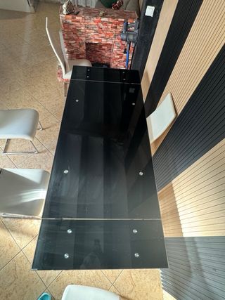 Mesa de comedor extensible de cristal