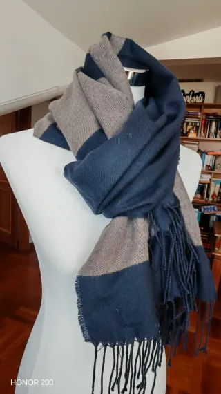 Sciarpa unisex blu e marrone