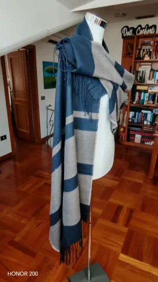 Sciarpa unisex blu e marrone