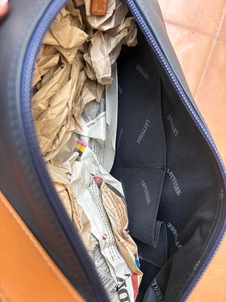 Bolso Piel Lottusse Azul Marrón