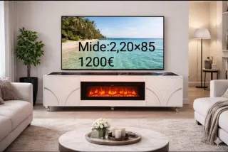 Mueble de salón con chimenea eléctrica