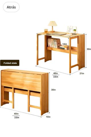 Escritorio plegable de bambú