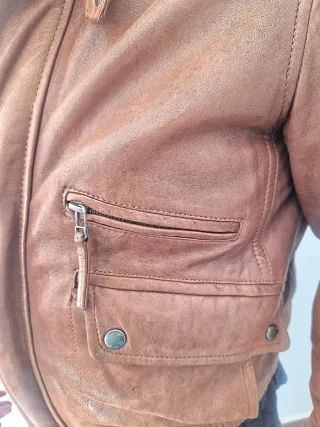 Cazadora Piel Marrón Hombre