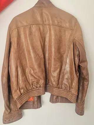 Cazadora Piel Marrón Hombre