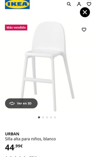 Silla Alta infantil niño Ikea Urban Blanca