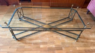 Mesa de centro cristal y forja 75x135x42