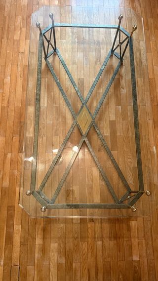 Mesa de centro cristal y forja 75x135x42