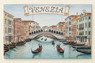 Mural azulejos Venecia puente Rialto cocina