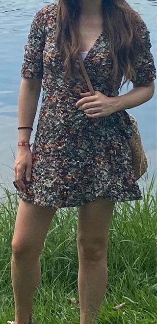 Vestido cruzado Mango floral talla XS