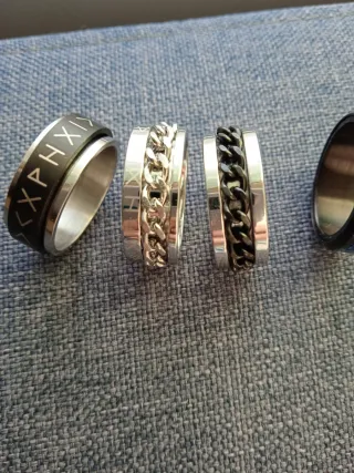 Lote 4 Anillos Hombre acero inoxidable.