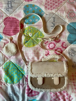 Bolso YAMANI borrego beige y blanco