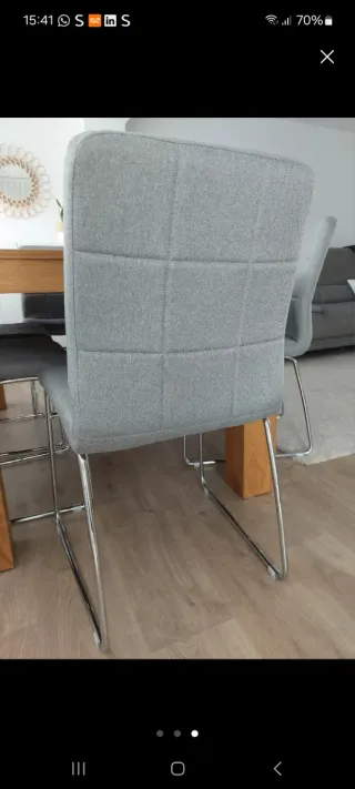 6 Sillas Comedor Tapizadas Tela Gris