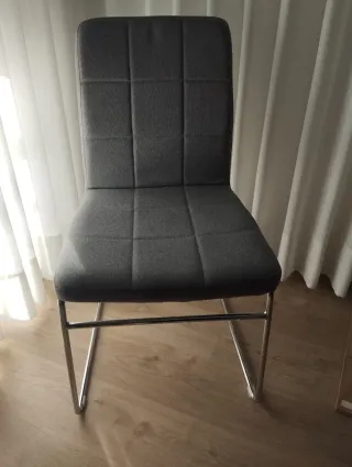 6 Sillas Comedor Tapizadas Tela Gris