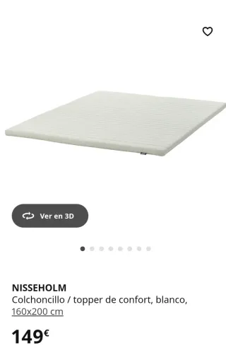 Topper Colchón Confort Blanco 160x200