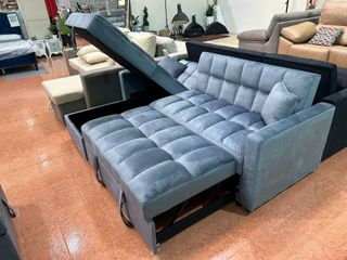Sofá cama chaise longue gris