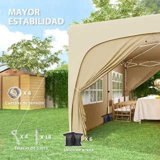 Cenador Plegable 3x6m Beige