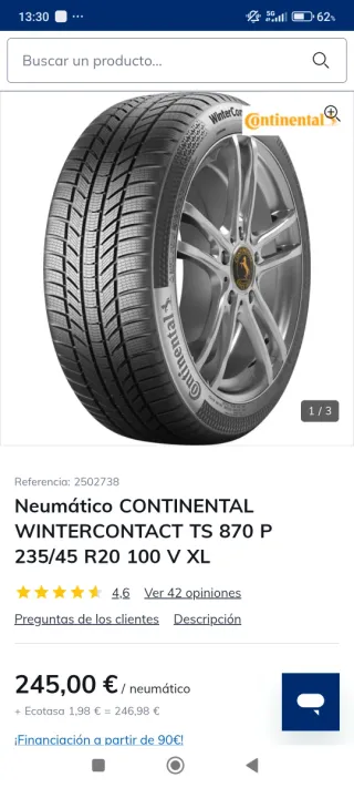 4 Neumáticos invierno nuevos Continental