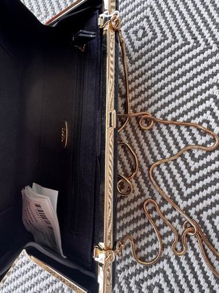 Bolso Clutch Caja Espejo Zara Negro Dorado