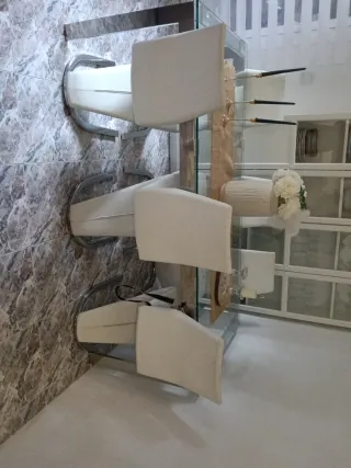 Mesa cristal y 6 sillas comedor modernas-640745478