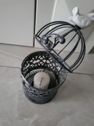 Portacandele decorativo con uccellino