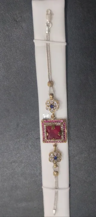 Pulsera Piedra fina centro con Circonitas de plata