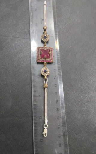 Pulsera Piedra fina centro con Circonitas de plata