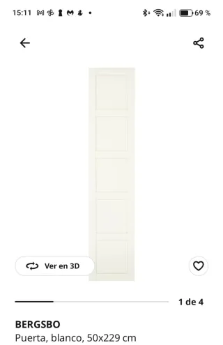 Puerta armario Ikea BERGSBO blanca 50x229 cm