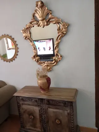 Mobile d'ingresso vintage dorato e in legno