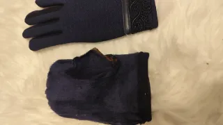 Guantes de mujer azul marino con encaje
