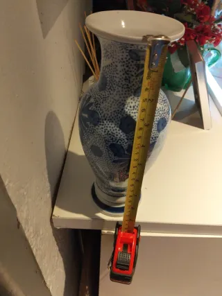 3 Jarrón de cerámica azul y blanco