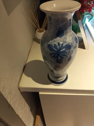 3 Jarrón de cerámica azul y blanco