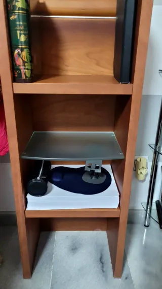 Estantería de madera y cristal