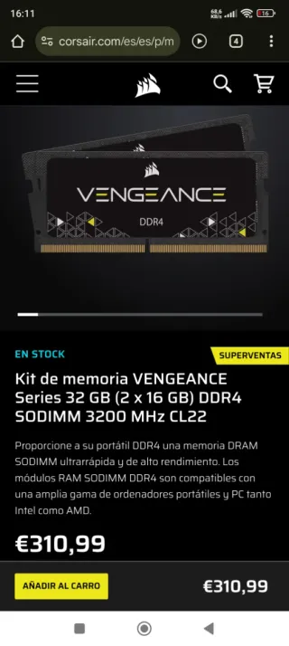 Corsair Vengeance SODIMM DDR4 32GB