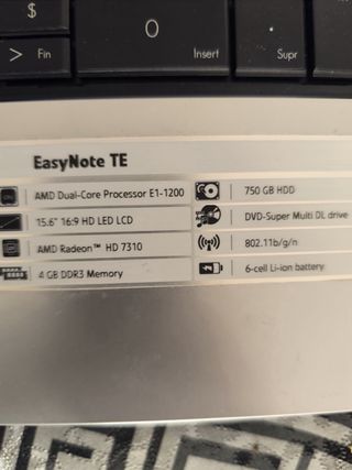 Packard Bell Portátil Negro/Plateado