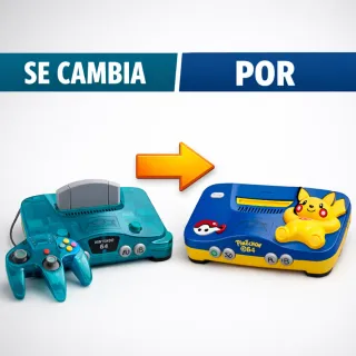 Cambio Nintendo 64 turqusa por pikachu