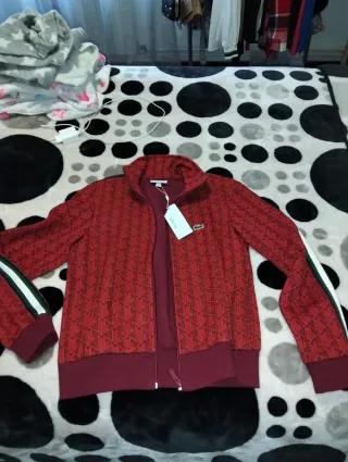 Chaqueta Lacoste con cremallera Roja Nueva