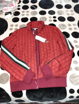 Chaqueta Lacoste con cremallera Roja Nueva