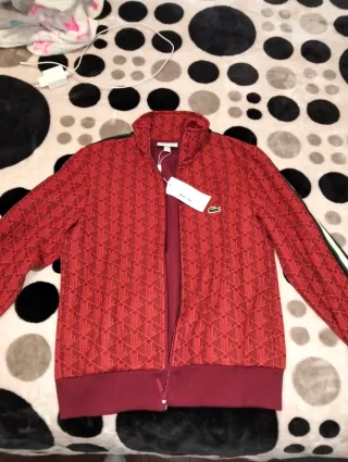 Chaqueta Lacoste con cremallera Roja Nueva