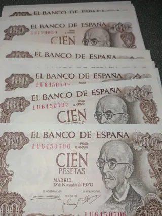17 Billetes 100 Pesetas 1970 Sin Circular