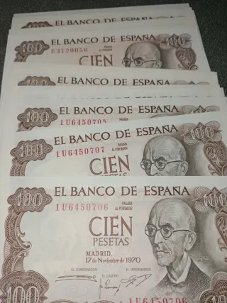17 Billetes 100 Pesetas 1970 Sin Circular