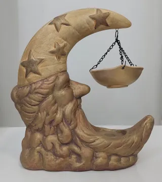 Quemador incienso luna dorada artesanal