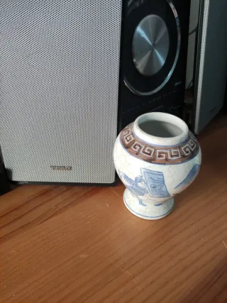 Juego 2 Jarrones Chinos Cerámica Azul Blanco