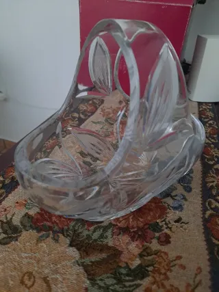 Cesta cristal bohemia vintage, antiguo