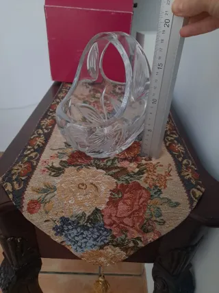 Cesta cristal bohemia vintage, antiguo
