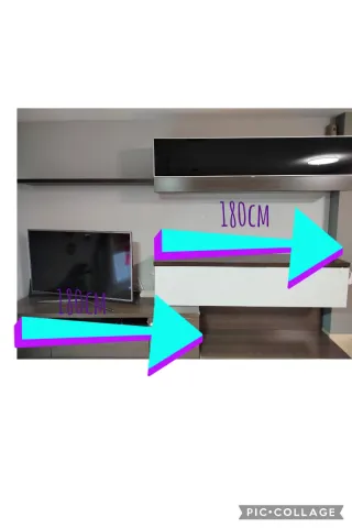 Mueble de salón madera y cristal