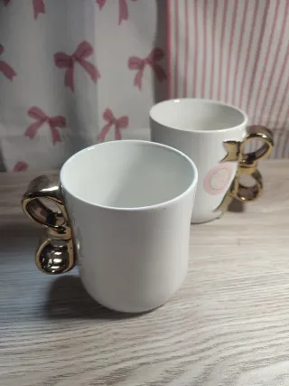 Set 2 Tazze Fiocco Oro Porcellana