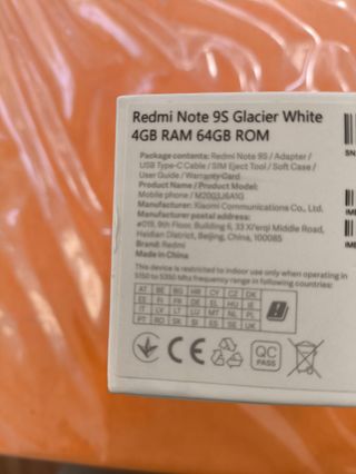 Caja vacía Redmi Note 9S